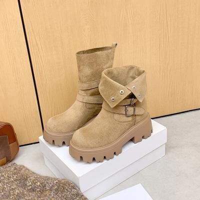 Увеличение высоты на 9 см~ Две носки полусапожки средней длины для женщин 2025 новый осенне-зимний маленький тонкий Майяр Мартин ботинки