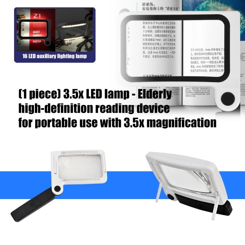 Lightweight Bright LED Illuminated 3.50X Handheld Magnifier Portable Lighted Reading Glass For Senior Craftsmen Traveler