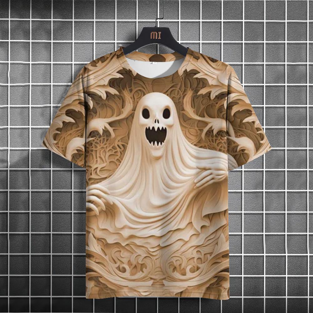 Halloween Pumpkin Head Scarecrow Emboss Print T-shirts Designer O-neck Short Sleeves Women's T Shirt Fashion Women Clothing Tops