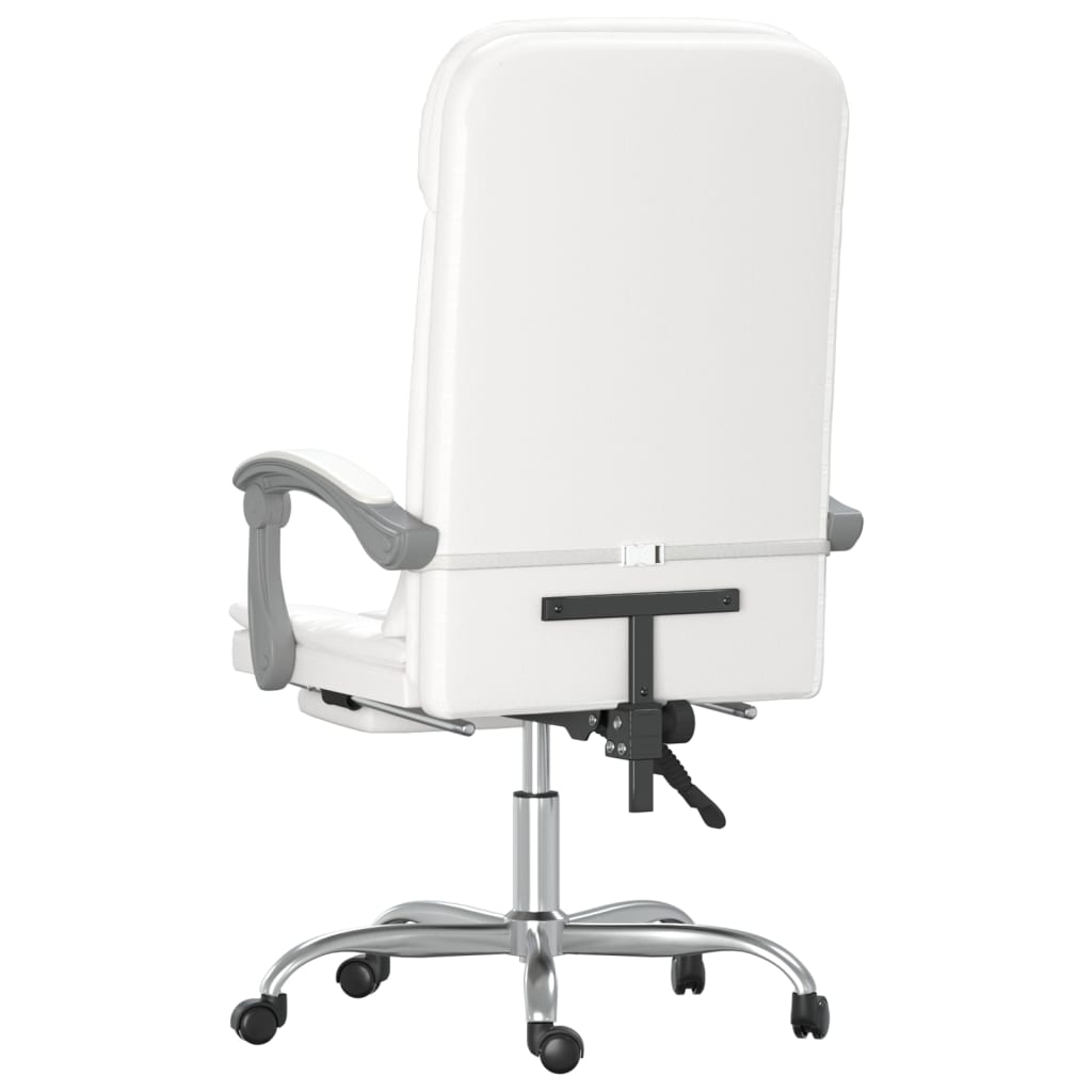 Office Chair with Massage Function White Artificial Leather