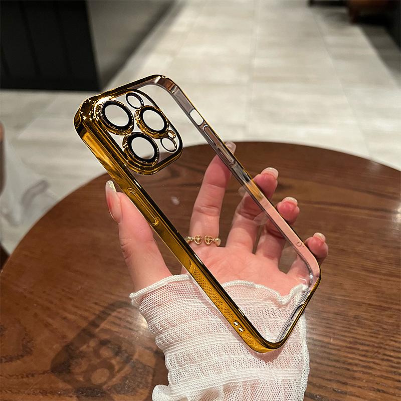Роскошные прозрачные чехлы с покрытием для iPhone 15 14 13 12 11 Pro Max 15 Plus, противоударный чехол с линзой, бампер, мягкий чехол, аксессуары для телефонов