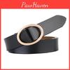 Leather Belt For Women With Oval Metal Buckle And Minimalist Style