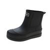 Fashion Solid Rain Boots Women Fleece Platform Rain Boots Non-Slip Boots Women Ankle Rubber Boots Outside Slip-on Water Shoes
