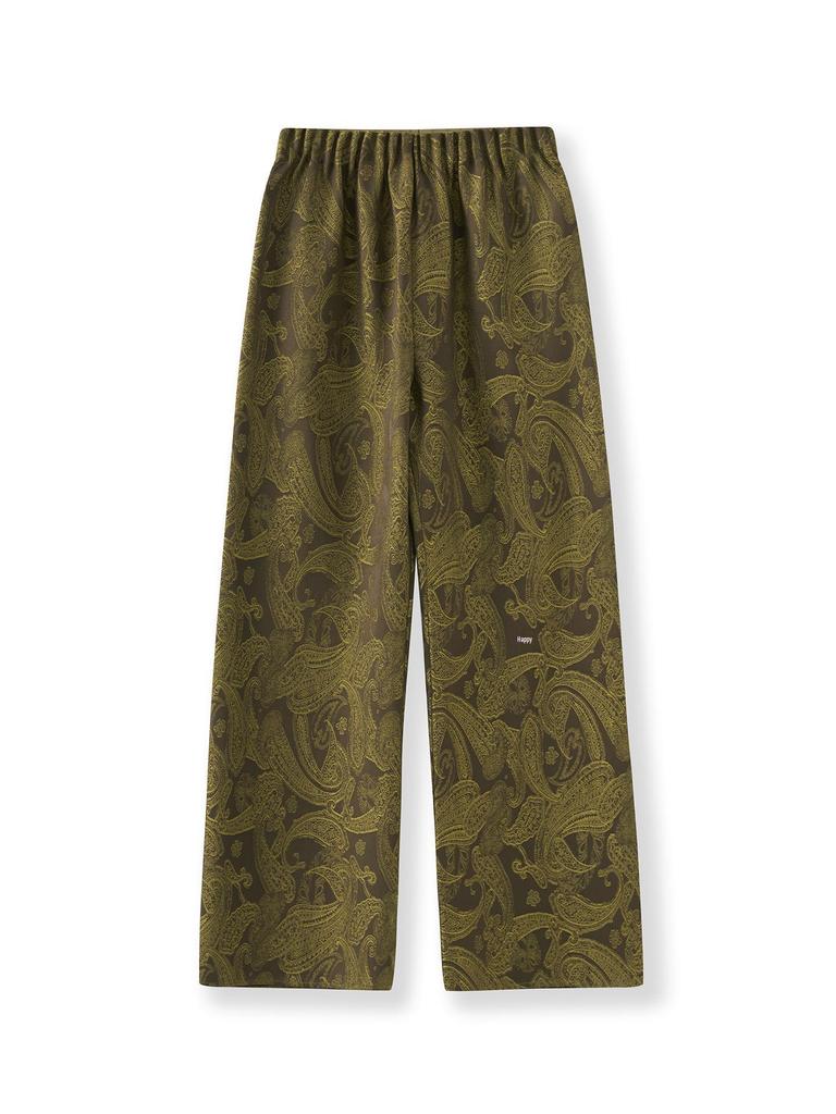 Super Aura Rayon Jacquard Wide-Leg Long Pants - New Chinese National Style