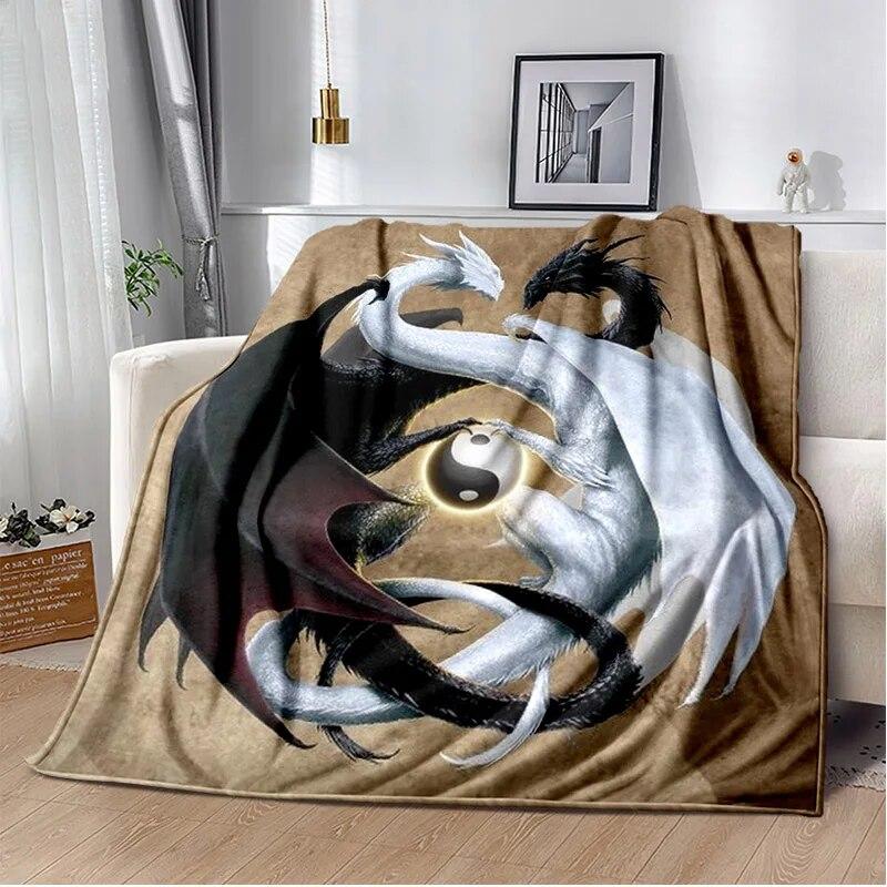 Одеяло с 3D принтом дракона, чехол для дивана, офисные походные часы, ТВ, теплое одеяло, одеяло для пикника, одеяло для спальни