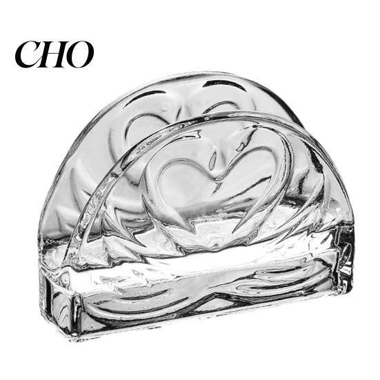 Embossed Texture Napkin Dispenser Tissue Holder, Crystal Glass Modern Style, Durable Scratch-Resistant Elegant Office Paper Towel Holder Organizer,