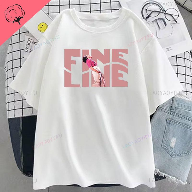 Футболка FINE LINE Album Летняя футболка Harajuku Vintage Unisex Unisex Hip Hop Cotton Shirts Unisex Fashion Streetwear Tops Tee Happy Styles