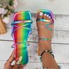 Тапочки женские новые женские туфли лето квадратный носок цветные крутые тапочки женские ремешок на одно слово плоский каблук тапочки