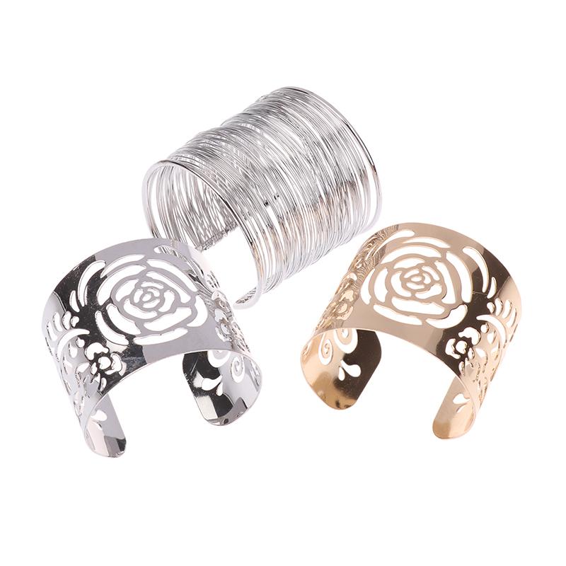 Chunky Wide Metal Bracelets For Women Open Cuff Exaggerated Cuff Bangles Trend Charm Arm Jewelry Gifts