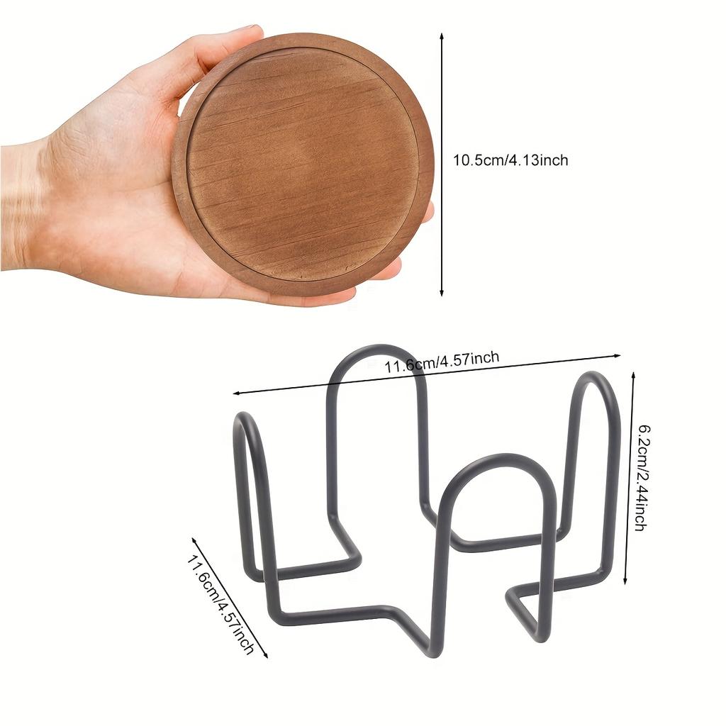 5 Наборов натуральных деревянных подставок для напитков (с подставкой для костеров) - Современное украшение кофейного столика в стиле кантри для дома и офиса