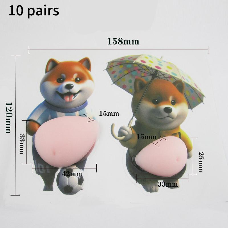 3D Chubby Corgi Silicone Bumper Stickers Ultra-Soft Car Home Anti-collision Pads Cute Puppy Decorative Fun Squishy Stickers