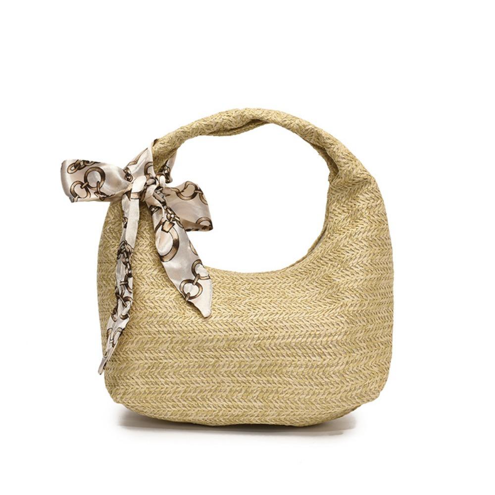 Grass Straw Bag Large Capacity Clutch Crescent Bag Casual Summer Beach Bag Summer