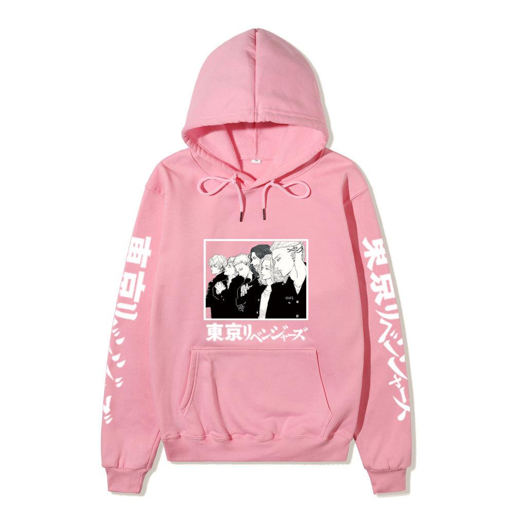 Black Warm Fleece Hooded Sweatshirt Tokyo Revengers Team Comic Print Unisex Autumn Winter Casual Daily Long Sleeve Pullover