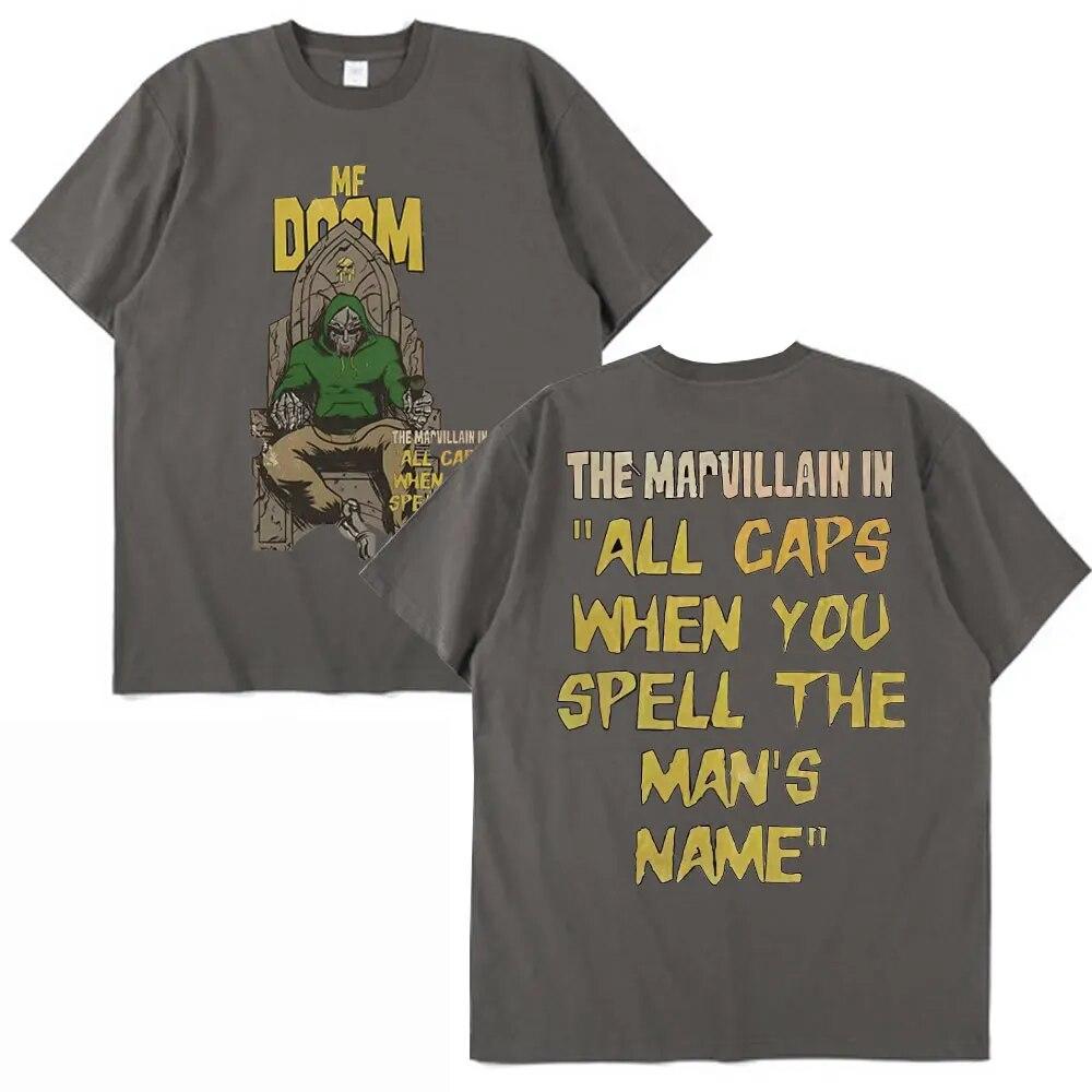 Винтажная рубашка Mf Doom, женская футболка унисекс Mf Doom Merch, рэперская футболка с двусторонним принтом, большие уличные футболки, одежда унисекс