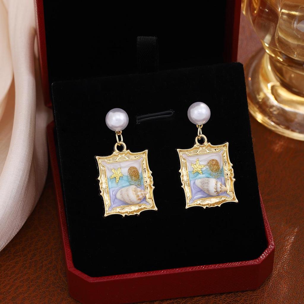 Серьги с французским жемчугом и цветком ракушки — легкая роскошь, винтаж, элитный, натуральный, свежий дизайн