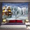 Christmas Snow Scene Home Decor Tapestry Forest Cottage Boho Decoration Hippie Christmas Tree Wall Decor Backdrop Fabric