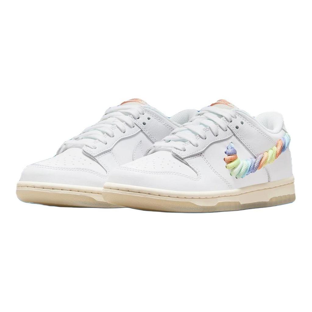 (PS) Nike Dunk Low SE 'Rainbow Lace Swoosh White' Kids' FN4862-100