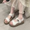 Platform Sandals Women's Spring and Summer 2025 New Versatile Stepping On Shit Fairy with Skirt Velcro Roman Sandals