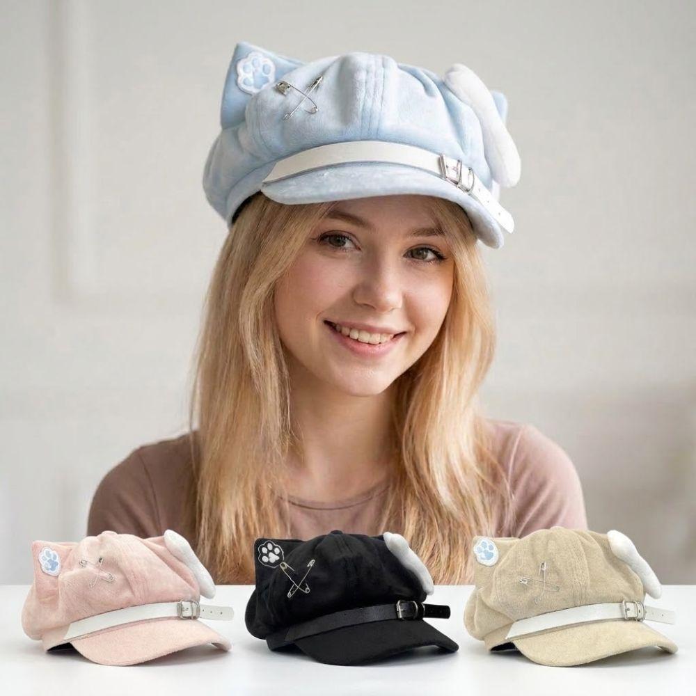 Cat Ears Newsboy Cap Anime Baseball Cap Popular Women's Beret Everyday Outfits