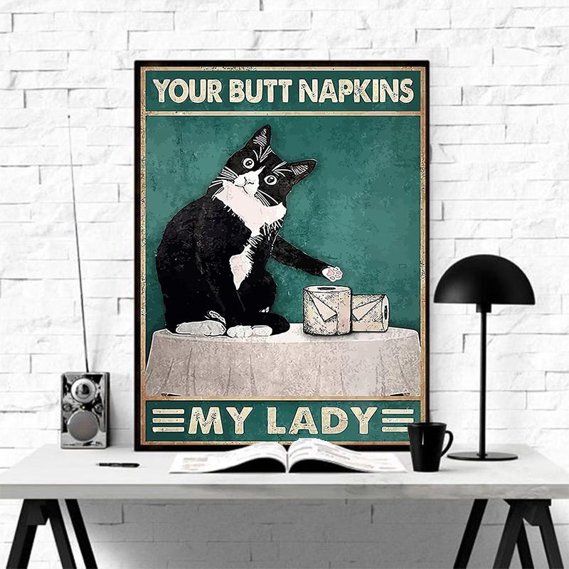 Плакаты «Ты какаешь» для ванной комнаты Смешной знак для ванной комнаты Картина на холсте Милая черная кошка Печать на стене Картина Украшение для туалета