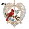 Christmas Tree Accessories Red Birds Ornament, 2D Acrylic Bird Hanging Decoration Cute Ornament with Angel Wings, Holiday Pendant for Home Decor