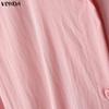 VONDA Женское платье-рубашка с лацканами, длинными рукавами, однотонное, на пуговицах, повседневное, с оборками