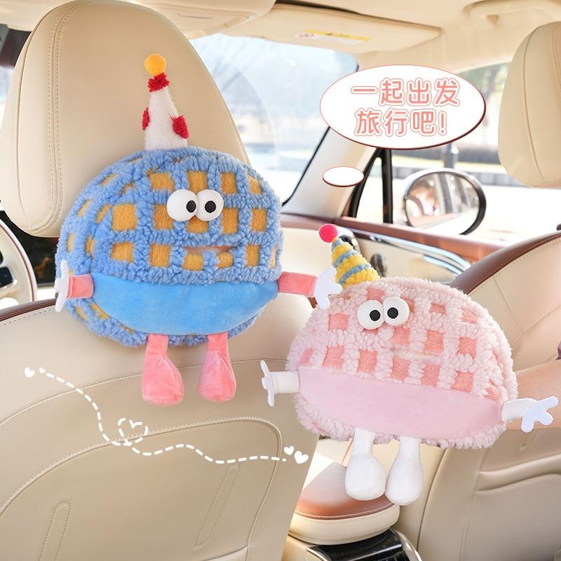 Cute Cartoon Plush Little Monster Tissue Box Holder For Car And Home