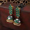 18k Gold Plated Meena Work Leaf Shaped Jhumki Earring For Women