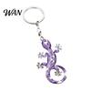 Keychain Accessory Pendant Geometric Pattern Imitation Gecko Design Zinc Alloy Gradient Rhinestone Key Chain Electroplated Holder Backpack Car