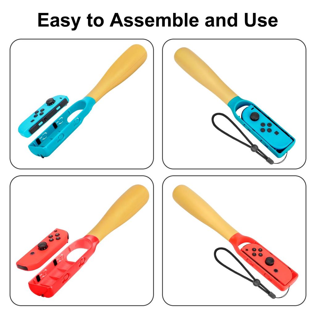 2Pcs Baseball Bat Handle Grips, TSV Baseball Stick Game Accessories Fit for Nintendo Switch/Switch OLED Joy-Con, Somatosensory Sports Game