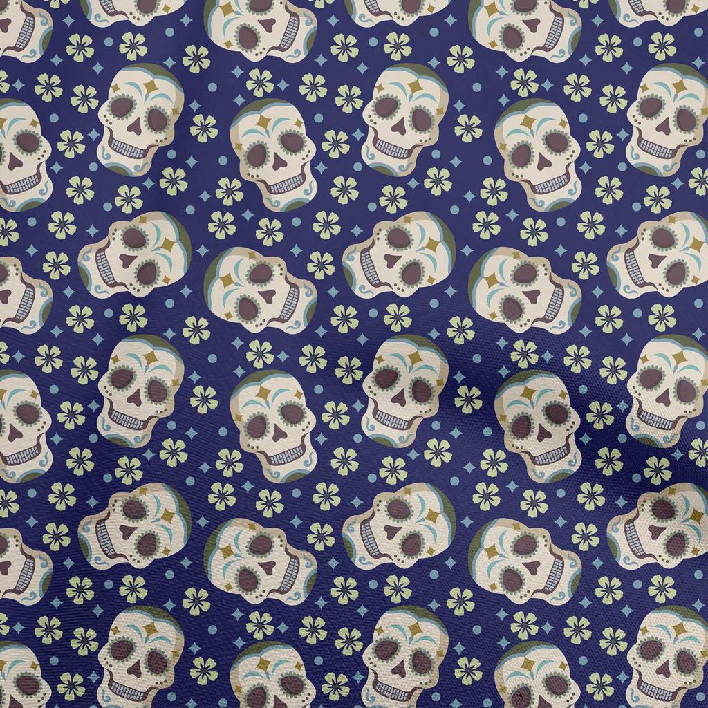 oneOone Georgette Viscose Black Fabric Skull Dress Material Fabric Print Fabric By The Yard 42 Inch