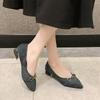 Fashion Comfortable Low Heel Ladies Work Shoes 2024 Summer Fashion Pointed Toe Women's Pumps Simple and Versatile Shallow Mouth Shoes