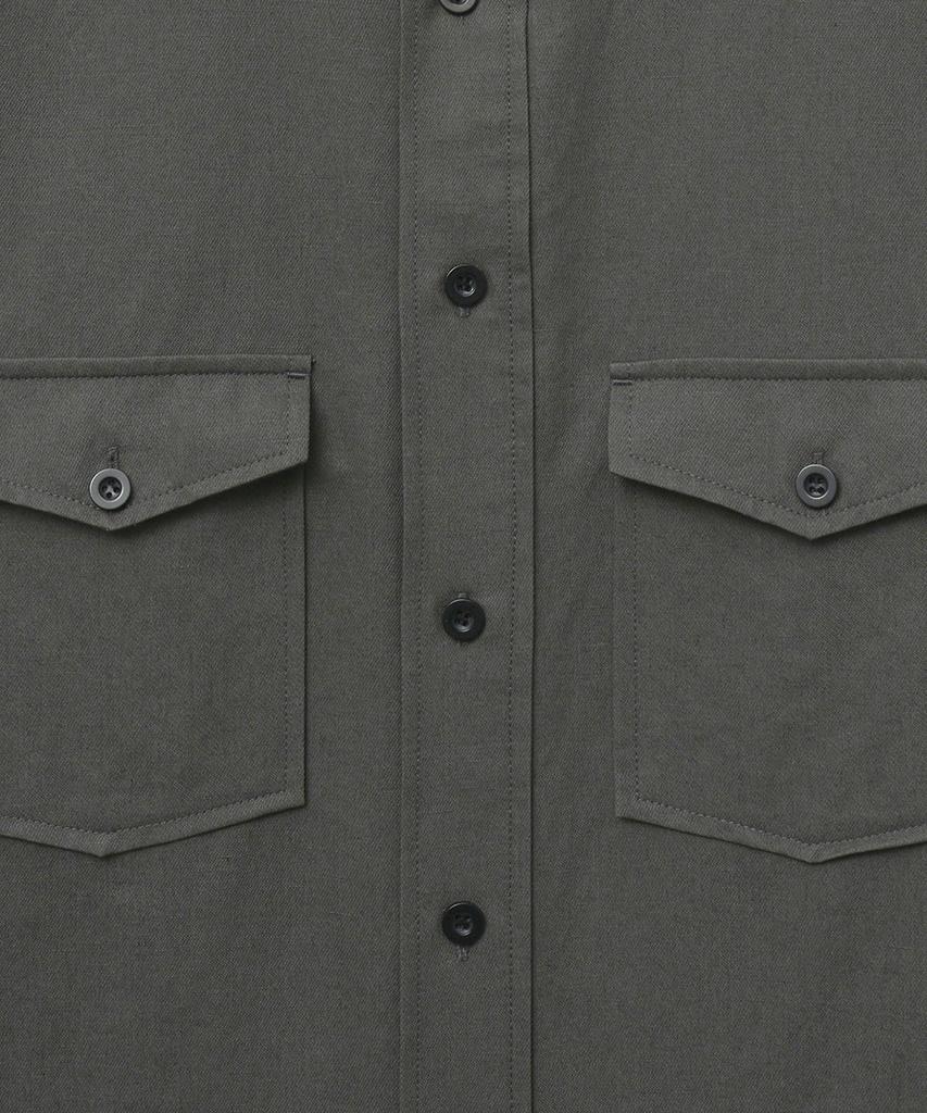 NOIRER Linen Cotton Loose Fit Work Shirt (Grayish Khaki)