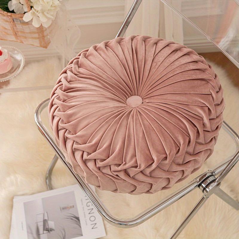 1 Piece Pumpkin-shaped Pillow, Pure Color Velvet Pillow, Suitable for Living Room, Circular Shape, Indoor Window Cushion