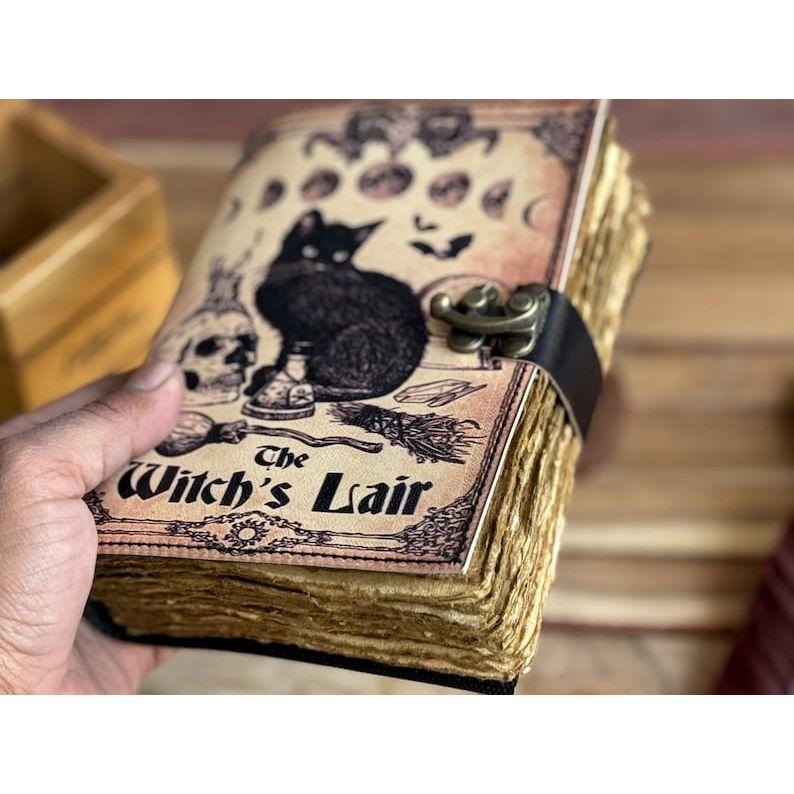 Кожаный журнал Волшебник заклинаний Кошачья книга Пустая тетрадь магии Книга теней Викканская языческая гримуарная книга для путешествий Зарисовка