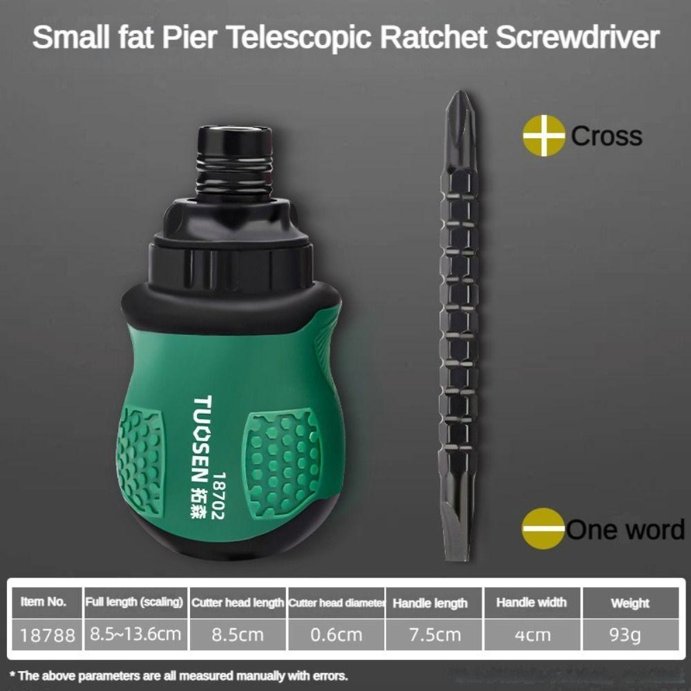 Short Handle Repair Tools Telescopic Cross Groove Drill Screwdriver Ratchet Screwdriver Set 13 In 1