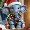 Elephant Christmas Ornament 2D Flat Acrylic Elephant Christmas Tree Ornament Gifts for Animal Lovers Women Girls
