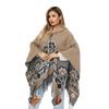 Flower Woven Split Shawl Acrylic Hat Cape Scarf Blanket Poncho