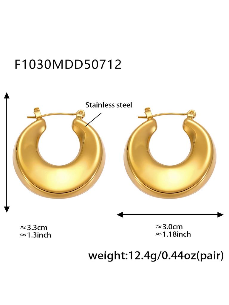 Винтажные массивные серьги-кольца из нержавеющей стали с 18-каратным золотым покрытием, водонепроницаемые, не тускнеющие, уникальные геометрические серьги для женщин
