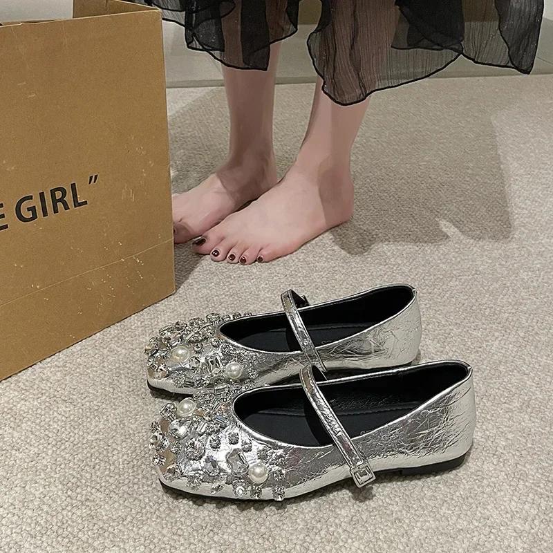Модные высококачественные летние женские балетки на плоской подошве со стразами, женские мокасины на платформе, сетчатые блестящие женские повседневные туфли с кристаллами
