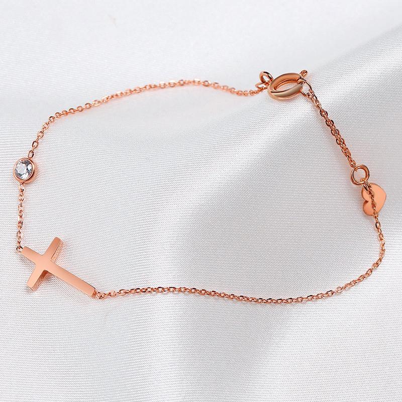 Huitan Simple Single Chain Bracelet for Women Fancy Cross Charm with Shiny CZ Fashion Versatile Female Hand Jewelry WholesaleGood product