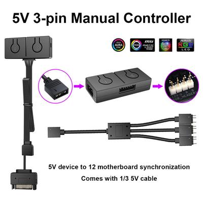 Адаптер 5V/3pin ADD-RGB к 12V/4PIN Синхронизация с материнской платой Конвертер 5V ARGB к 12V RGB 50 цветовых режимов для подсветки вентилятора корпуса ПК