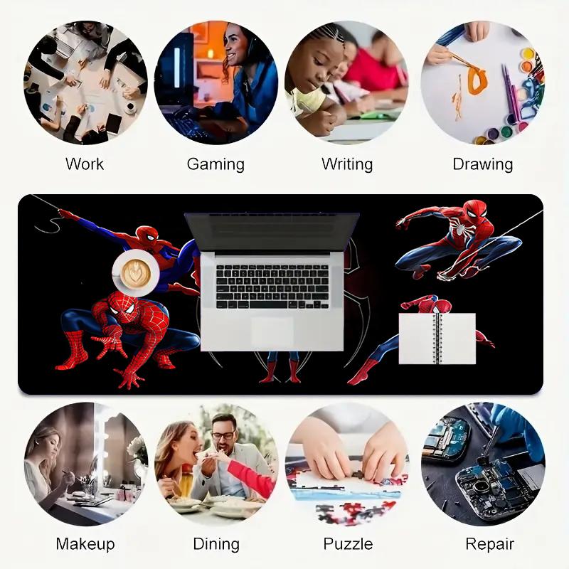 1Pc Spiderman Web Shadows Gaming Mouse Pad Keyboard Desk Mat Non-slip Rubber Lock Edge Waterproof Computer Mousepad for Office Home Decor Ey17