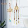 2Pcs/Set Hanging Sun Catcher Fine Workmanship Ornamental Lightweight Beautiful Sun Catcher Lotus Wind Chimes Hanging Pendant