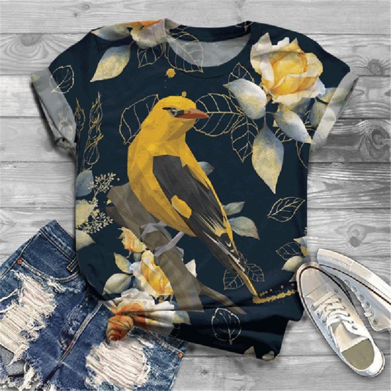 Summer Fashion Cute Birds 3D Print T-shirts Women Streetwear Casual Harajuku Short Sleeve T Shirt O-neck Kids Tees Tops Clothing