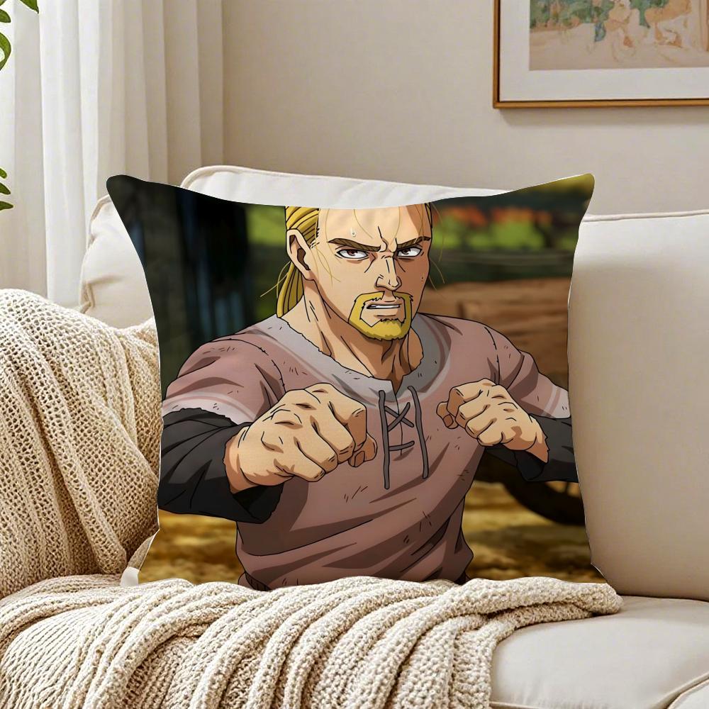 Epic Historical Anime VVinland Saga Cushion Cover Linen Pillowcase Soft for Sofa Bed Home Room Decor