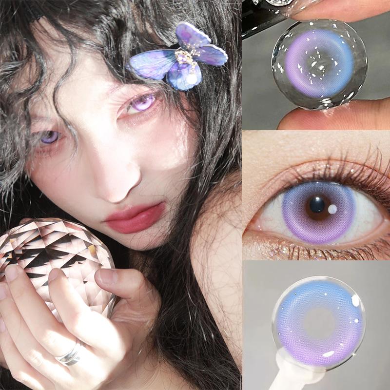 Mill Creek 2 шт. Синие контактные линзы с радужной оболочкой Яркие 14,2 мм Косплей Аниме Глаза Люминесцентное тело Летние синие контактные линзы для ежегодного использования