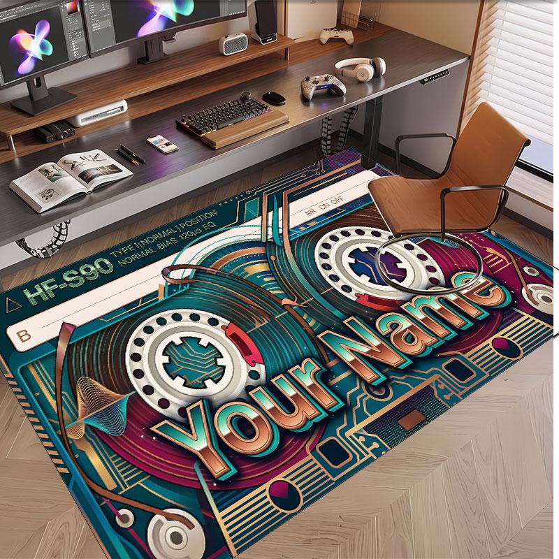 Decorative Artwork Theme Soft Crystal Velvet Rug Custom Name & Text Print Non Slip Floor Rug for Bedroom Living Room