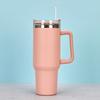 1 Set 1200ml Coffee Cup with Handle 304 Stainless Steel Straw Cup Car Insulated Tumbler