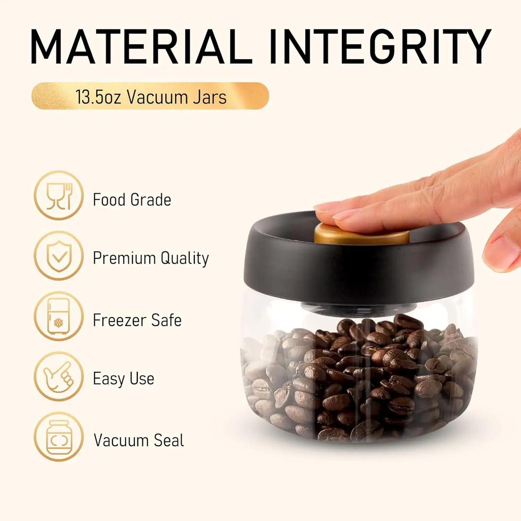 Coffee Beans Vacuum Sealed Tank Transparent Glass Food Storage Jars Household Moisture-proof Air Extraction Airtight Container
